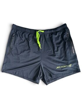 Jed North Men's Navy Athletic Shorts with Neon Green Drawstring
